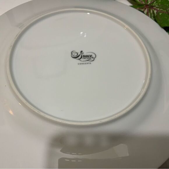 Grace CONCERTO Set of 4- 10 3/8” Plates Fine China Japan Platinum vintage B7 - Picture 8 of 8